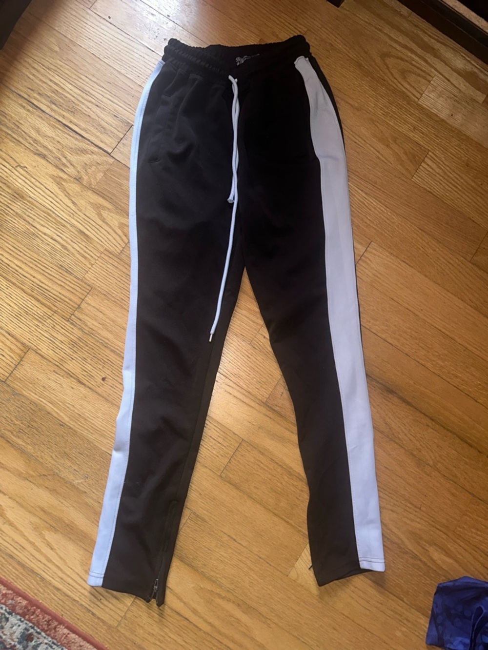 Men's Black Jogger Sweatpants with White Side Stripes